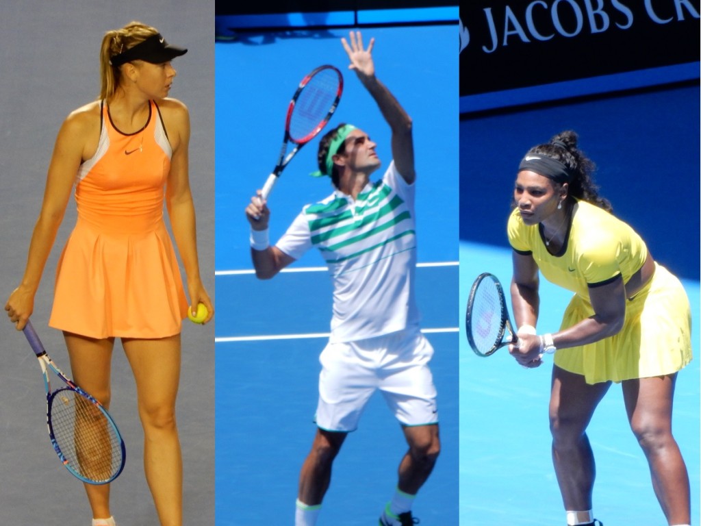  Sharapova, Serena and Federer playing their second round matches in Rod Laver