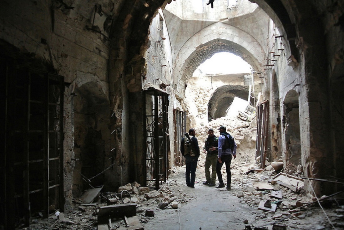 Free Syrian Army patrol in the Al Madina Souq