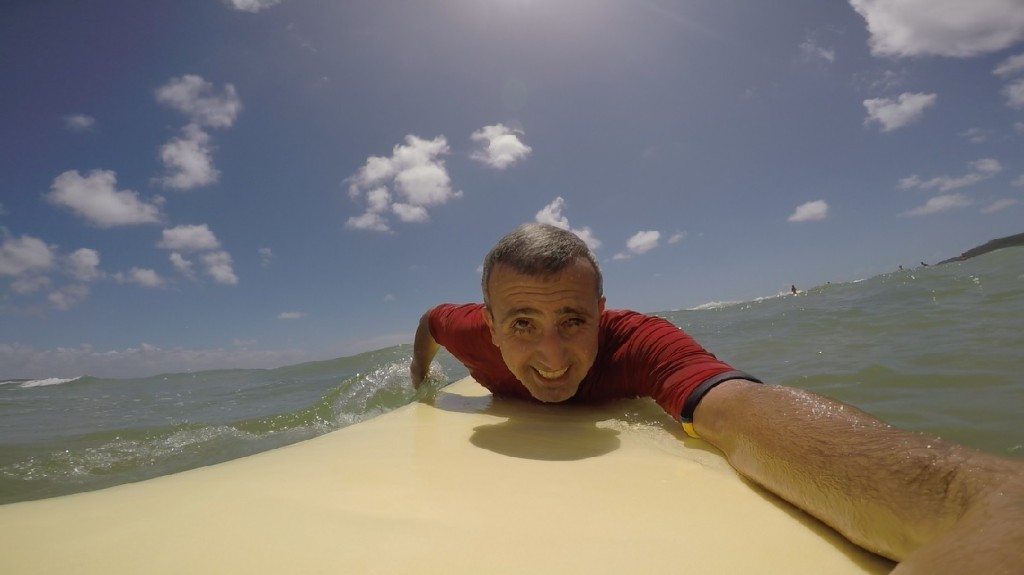 First surfing lesson. Tip: leave your GoPro at home. Very hard to surf and hold camera same time. 