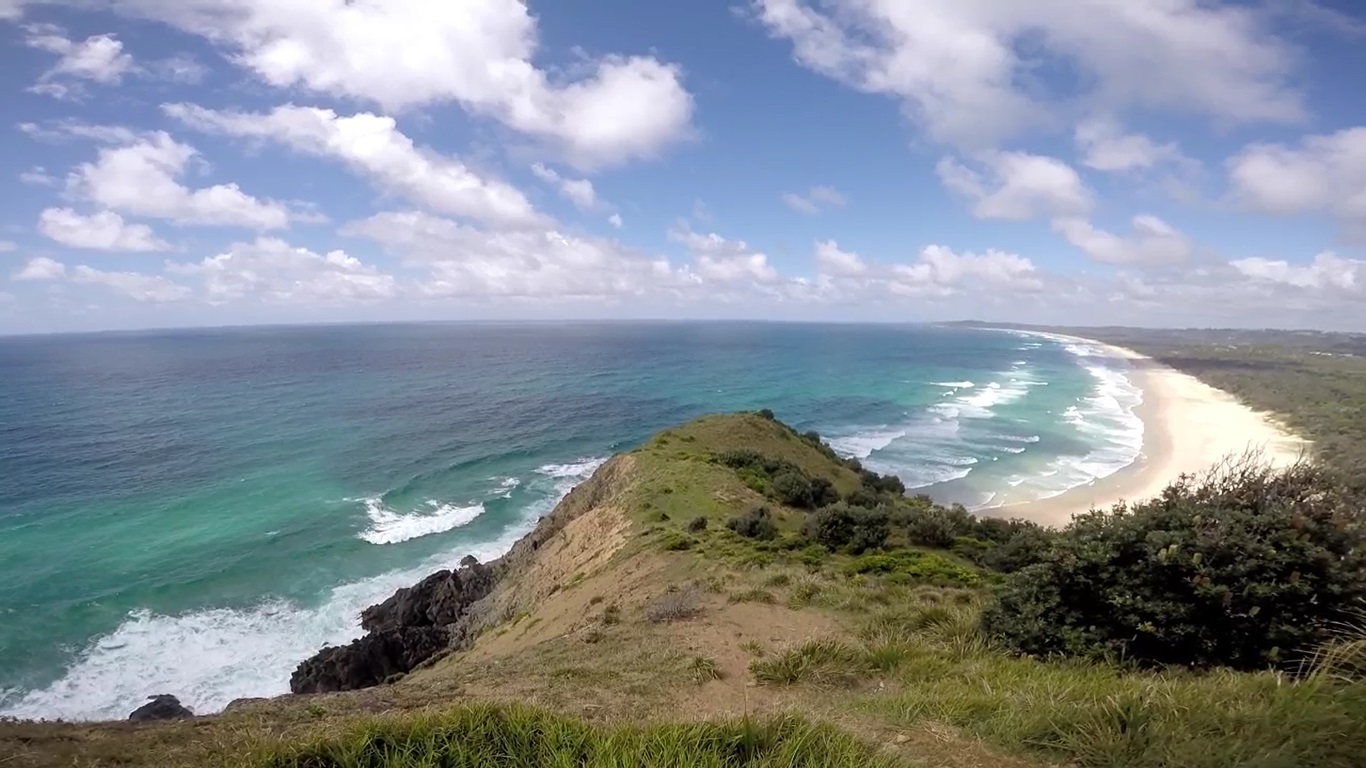 Panoramic view of Tallow Beach. 