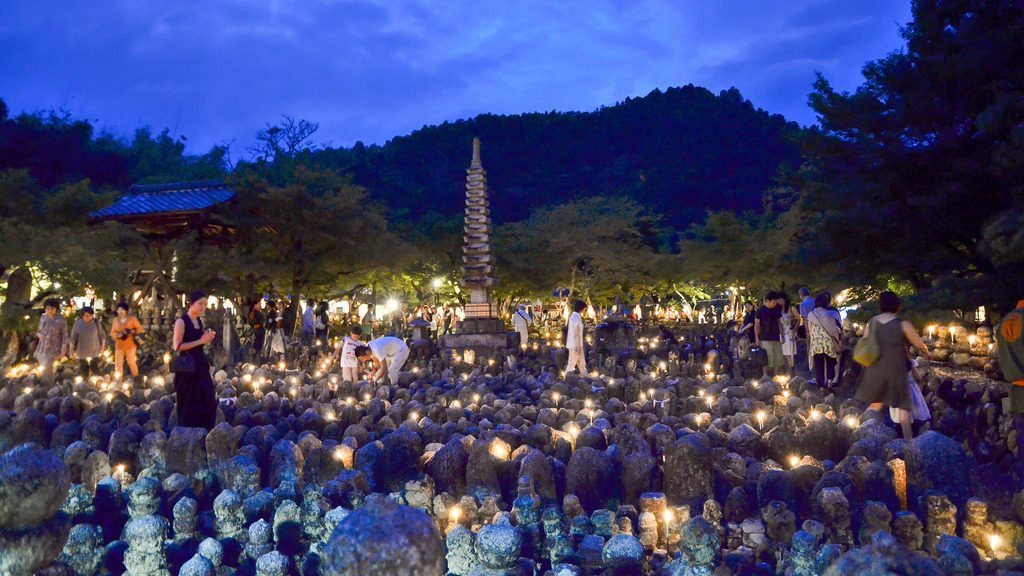 A graveyard with over 8000 Buddhist statues to symbolize the souls of the dead photo credit: Adashino Nenbutsu-ji Sento Kuyo Festival 2013 化野念仏寺の千灯供養 via photopin (license)