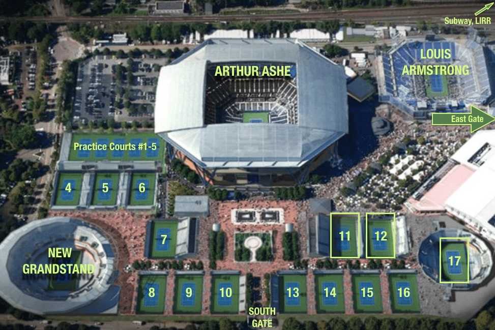 The US Tennis Grounds is fairly compact. So Jumping between courts is easy. 