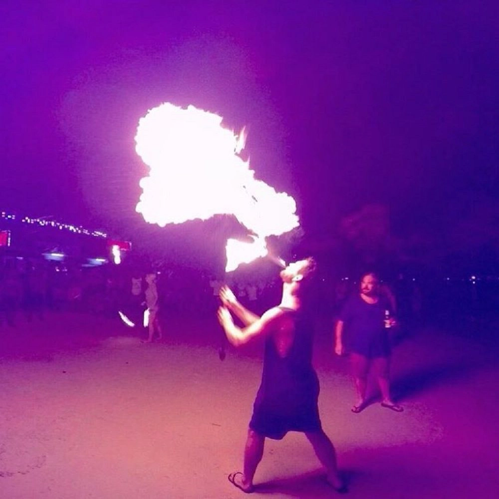 By the end of the night, drunk partiers were joining in with the fireshows