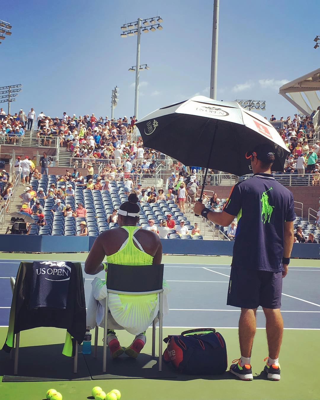 The heat at the US Open was no joke. Players between games would need to be iced down and sit in the shade.