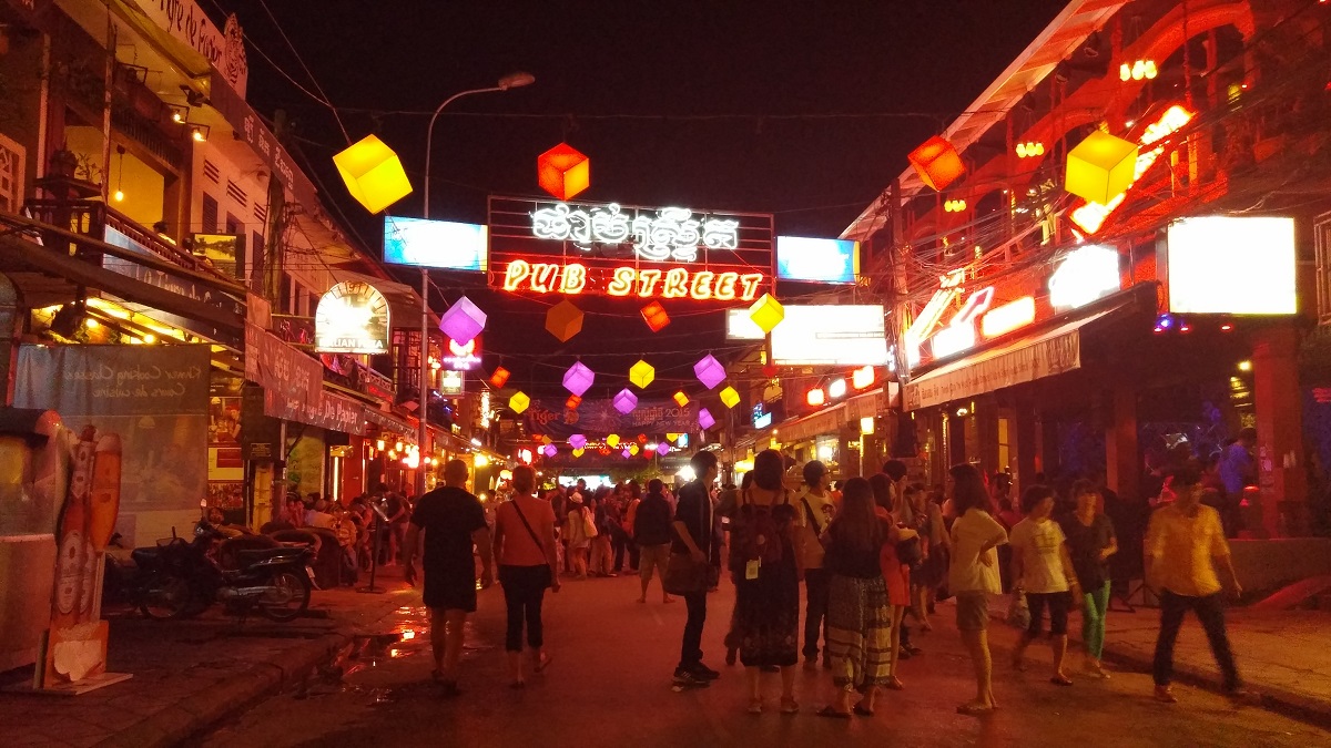 Neon lined Pub Street