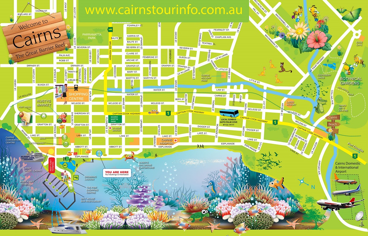 Cairns PDF Map, Australia, exact vector street map, V11.11, fully ...